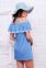 Джинсовое платье с открытыми плечами и помпонами «Марлетт» TessDress цвет голубой 0