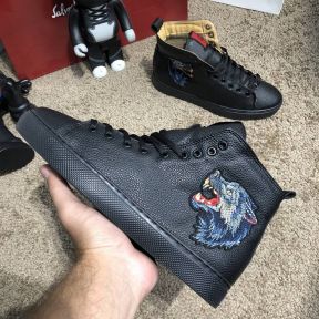 Gucci High Top Sneaker With Wolf Black