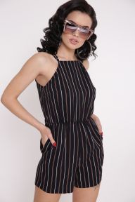 Женский летний комбинезон с шортами Лаффи TessDress цвет черный+полоса