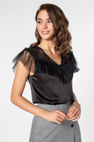 Черная шелковая блуза без рукавов Клер It Elle 21159