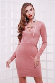 Платье замшевое со шнуровкой Эдисон TessDress цвет розовый