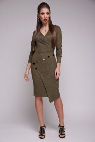 Платье асимметричное силуэтное Френсис TessDress цвет хаки