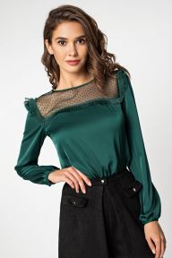Шелковая блуза изумрудного цвета Лори It Elle 21174
