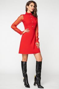 Красное платье с рукавами из сетки Винона It Elle 51100