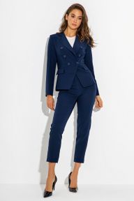 Синий офисный однотонный костюм Алина It Elle 3094