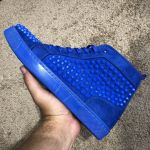 Christian Louboutin Louis Spikes Men's Flat Blue Suede