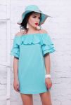 Платье с открытыми плечами «Шампань» TessDress цвет лазурный