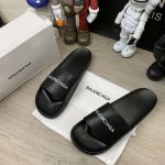 Balenciaga Logo Slide Sandals Black