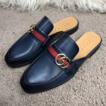 Gucci Princetown Leather Slipper with Double G Blue