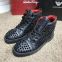 Christian Louboutin Louis Spikes Men's Flat Leather Black