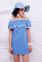 Джинсовое платье с открытыми плечами и помпонами «Марлетт» TessDress цвет голубой